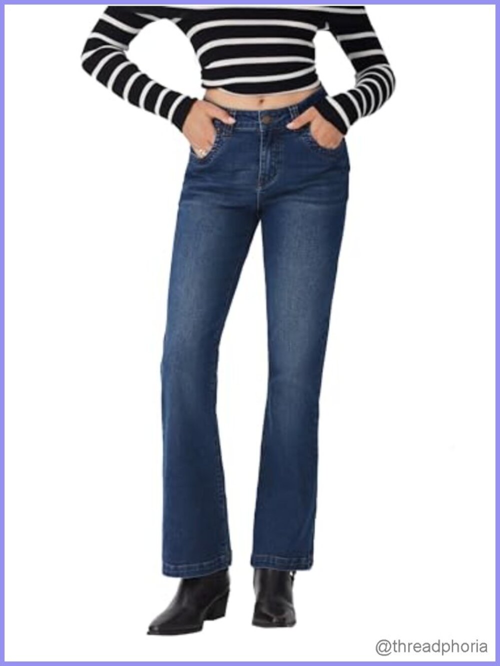 High Waisted Flare Wide Leg Jeans Stretchy Bootcut Denim Pants Vintage Trendy